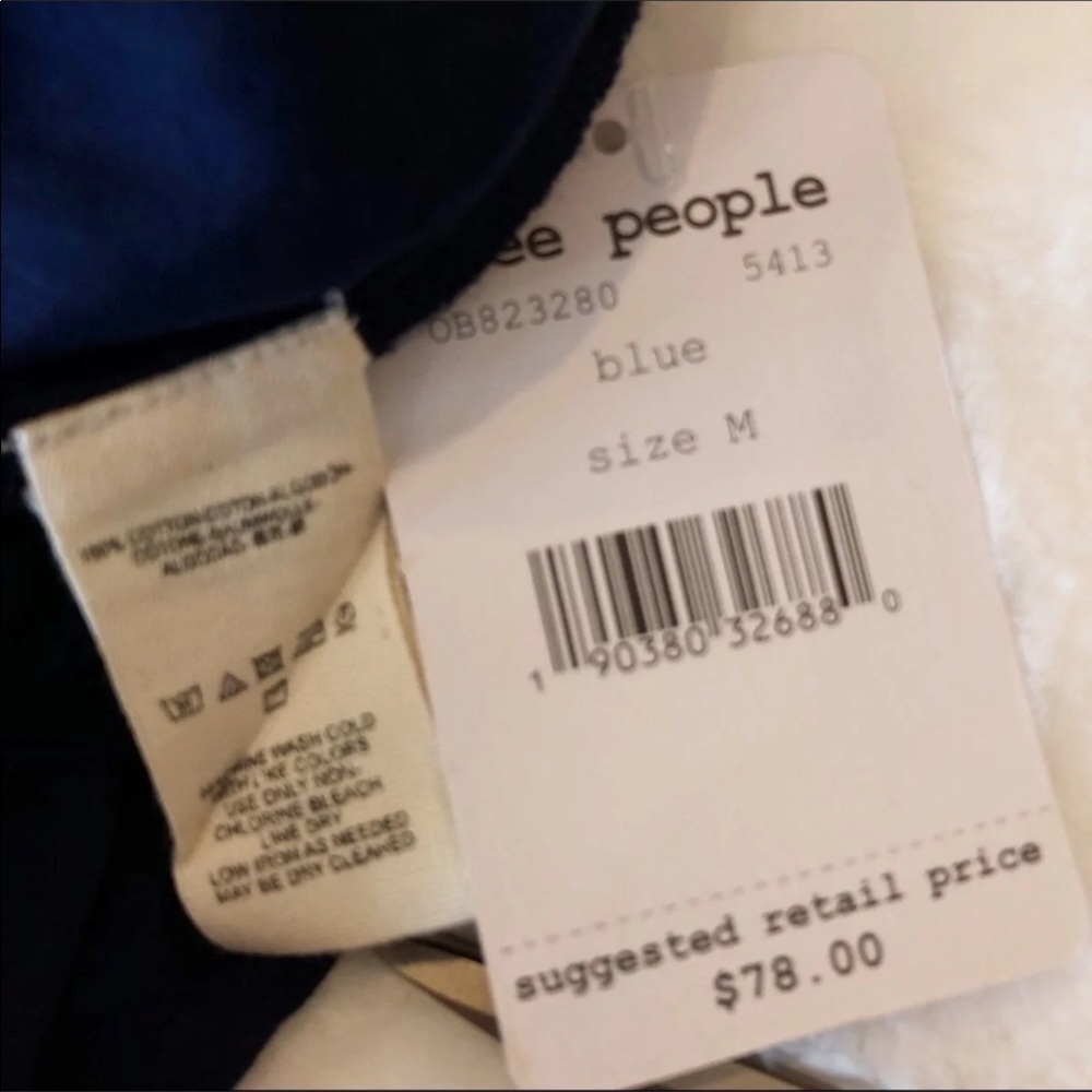 🔥 Free People Eternal love blue boho tank top Medium NWT - Picture 5 of 5